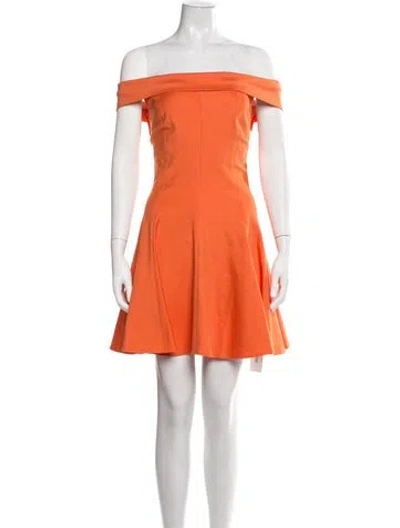Pre-owned Halston Heritage Off-the-shoulder Mini Dress In Orange