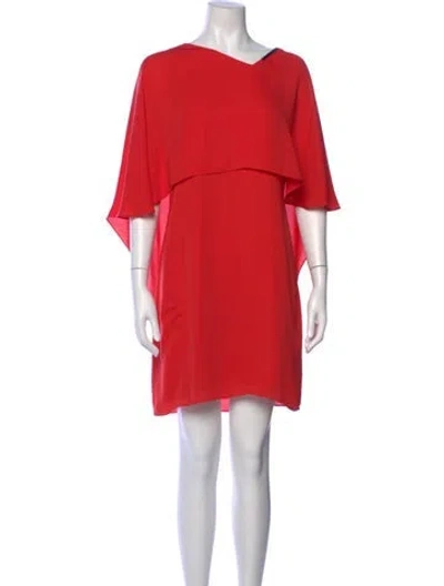 Pre-owned Halston Heritage Off-the-shoulder Mini Dress In Red