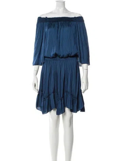 Pre-owned Halston Heritage Off-the-shoulder Mini Dress W/ Tags In Blue