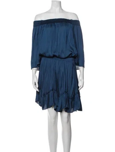 Pre-owned Halston Heritage Off-the-shoulder Mini Dress W/ Tags In Blue