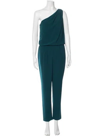Pre-owned Halston Heritage One-shoulder Jumpsuit In Blue