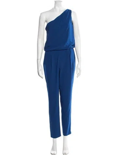 Pre-owned Halston Heritage One-shoulder Jumpsuit In Blue