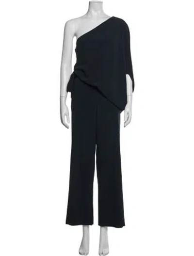 Pre-owned Halston Heritage One-shoulder Jumpsuit In Blue