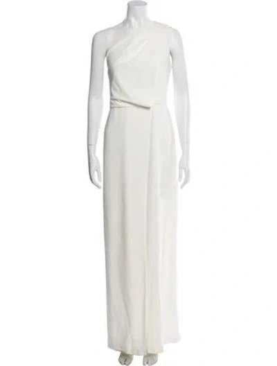 Pre-owned Halston Heritage One-shoulder Jumpsuit In Neutral