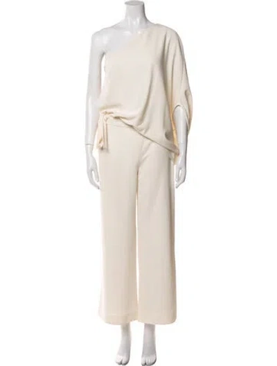 Pre-owned Halston Heritage One-shoulder Jumpsuit In Neutral