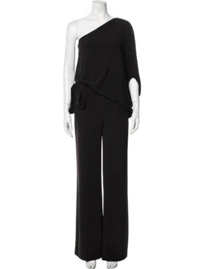 Pre-owned Halston Heritage One-shoulder Jumpsuit W/ Tags In Black