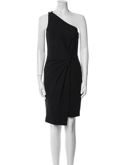 Pre-owned Halston Heritage One-shoulder Knee-length Dress In Black