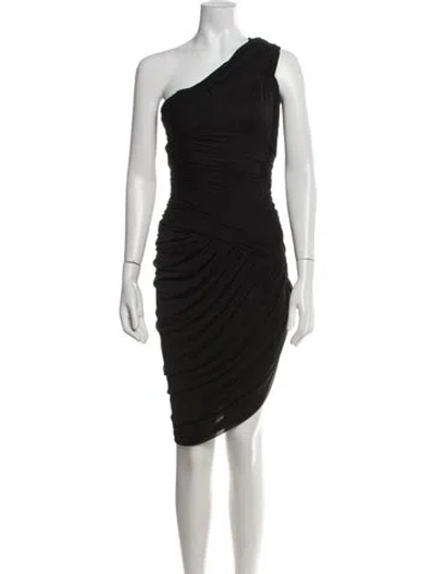 Pre-owned Halston Heritage One-shoulder Knee-length Dress In Black