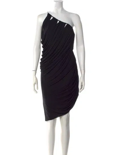 Pre-owned Halston Heritage One-shoulder Knee-length Dress In Black