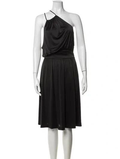 Pre-owned Halston Heritage One-shoulder Knee-length Dress In Black
