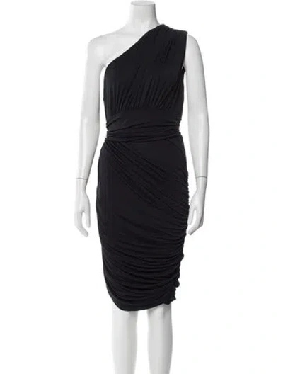 Pre-owned Halston Heritage One-shoulder Knee-length Dress In Black