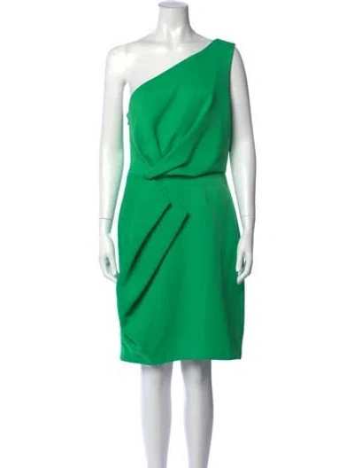 Pre-owned Halston Heritage One-shoulder Knee-length Dress In Green