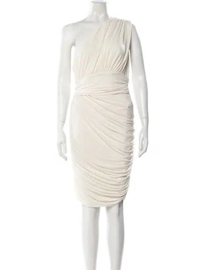 Pre-owned Halston Heritage One-shoulder Knee-length Dress In Neutral