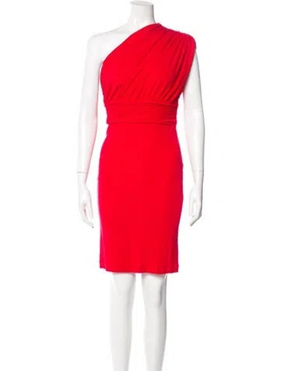 Pre-owned Halston Heritage One-shoulder Knee-length Dress In Pink
