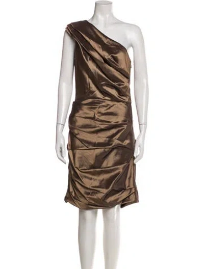 Pre-owned Halston Heritage One-shoulder Knee-length Dress W/ Tags