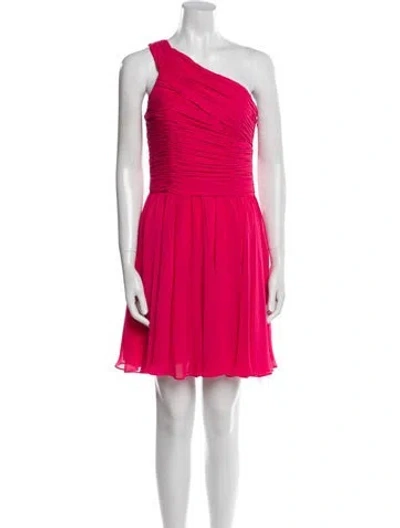 Pre-owned Halston Heritage One-shoulder Knee-length Dress W/ Tags In Pink