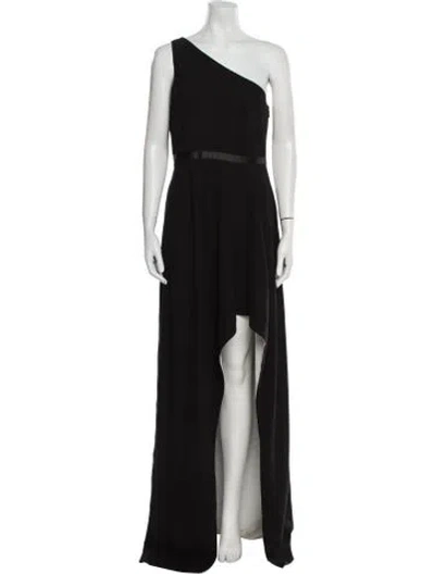 Pre-owned Halston Heritage One-shoulder Long Dress In Black