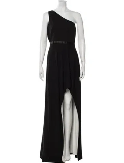 Pre-owned Halston Heritage One-shoulder Long Dress In Black