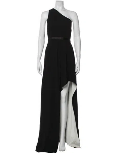 Pre-owned Halston Heritage One-shoulder Long Dress In Black