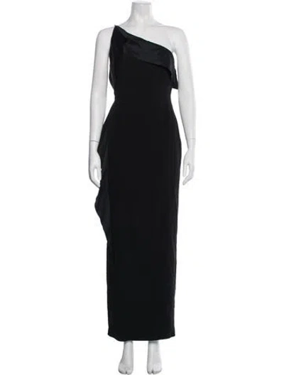 Pre-owned Halston Heritage One-shoulder Long Dress In Black