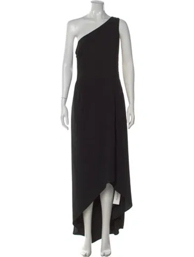 Pre-owned Halston Heritage One-shoulder Long Dress In Black