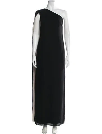 Pre-owned Halston Heritage One-shoulder Long Dress In Black