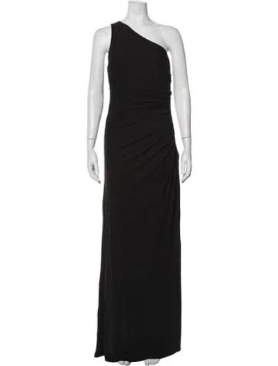 Pre-owned Halston Heritage One-shoulder Long Dress In Black