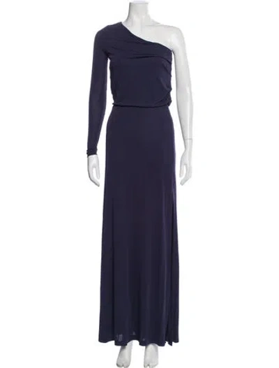 Pre-owned Halston Heritage One-shoulder Long Dress In Blue
