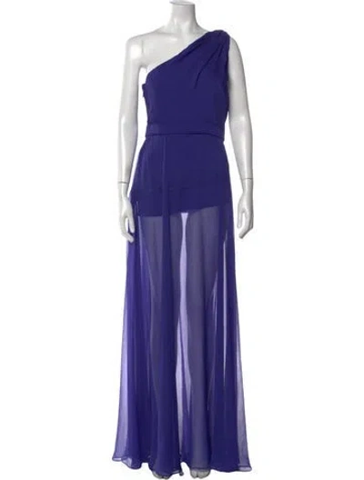 Pre-owned Halston Heritage One-shoulder Long Dress In Blue