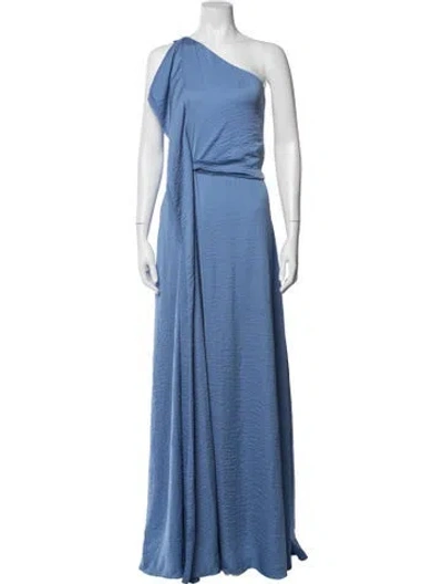 Pre-owned Halston Heritage One-shoulder Long Dress In Blue