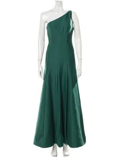 Pre-owned Halston Heritage One-shoulder Long Dress In Green