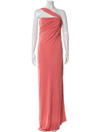 Pre-owned Halston Heritage One-shoulder Long Dress In Pink