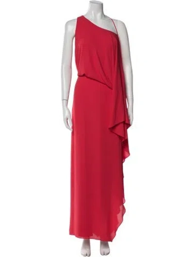 Pre-owned Halston Heritage One-shoulder Long Dress In Red