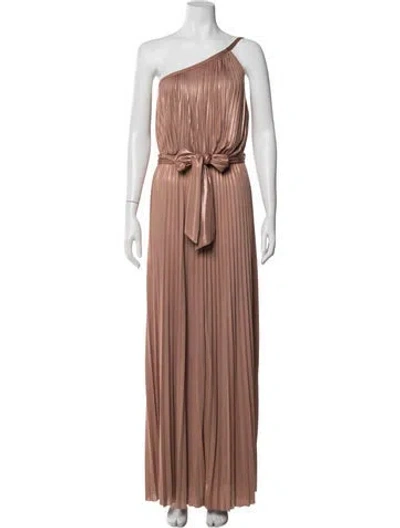Pre-owned Halston Heritage One-shoulder Long Dress In Silver