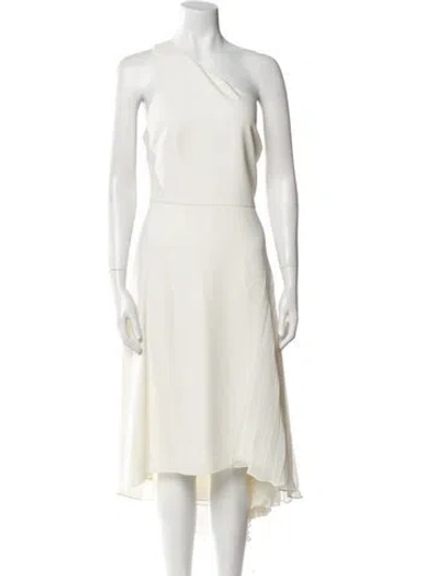 Pre-owned Halston Heritage One-shoulder Midi Length Dress In Neutral