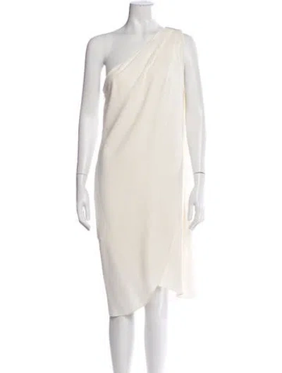 Pre-owned Halston Heritage One-shoulder Midi Length Dress In Neutral