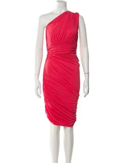 Pre-owned Halston Heritage One-shoulder Midi Length Dress In Pink