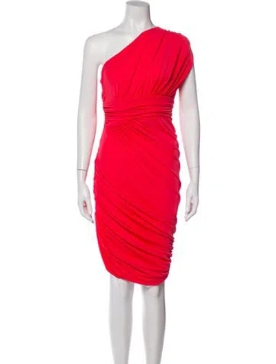 Pre-owned Halston Heritage One-shoulder Midi Length Dress In Red