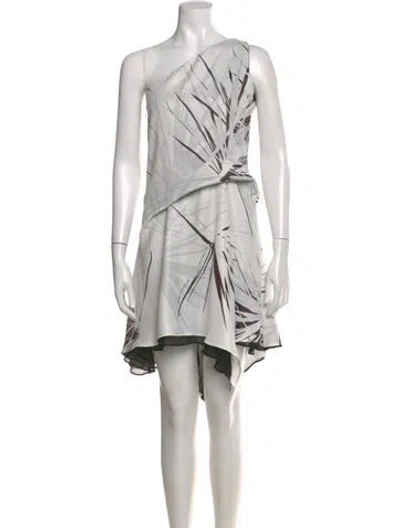 Pre-owned Halston Heritage One-shoulder Midi Length Dress In White