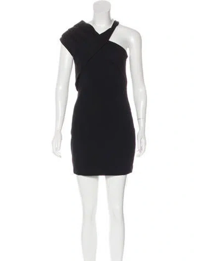 Pre-owned Halston Heritage One-shoulder Mini Dress In Black