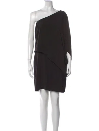 Pre-owned Halston Heritage One-shoulder Mini Dress In Black
