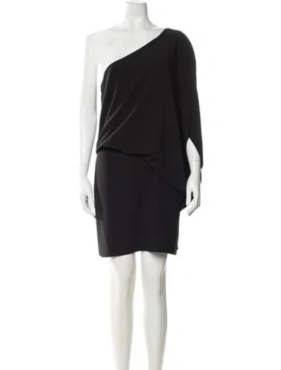 Pre-owned Halston Heritage One-shoulder Mini Dress In Black