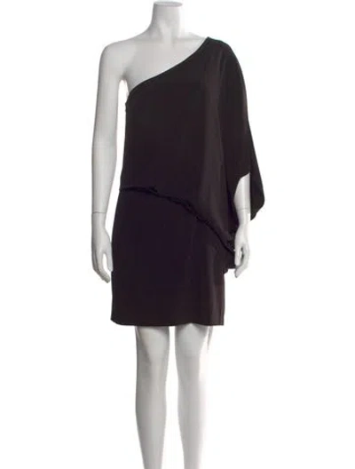 Pre-owned Halston Heritage One-shoulder Mini Dress In Black
