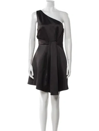 Pre-owned Halston Heritage One-shoulder Mini Dress In Black