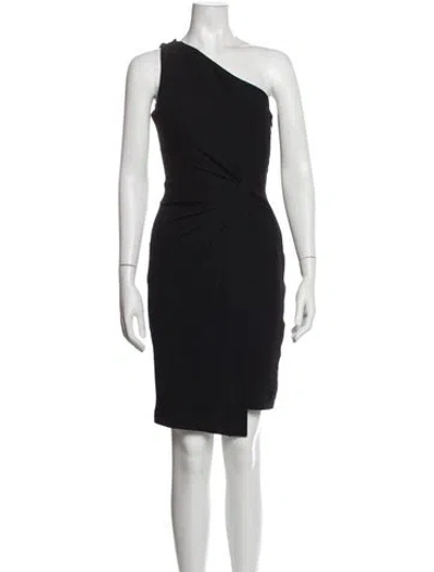 Pre-owned Halston Heritage One-shoulder Mini Dress In Black