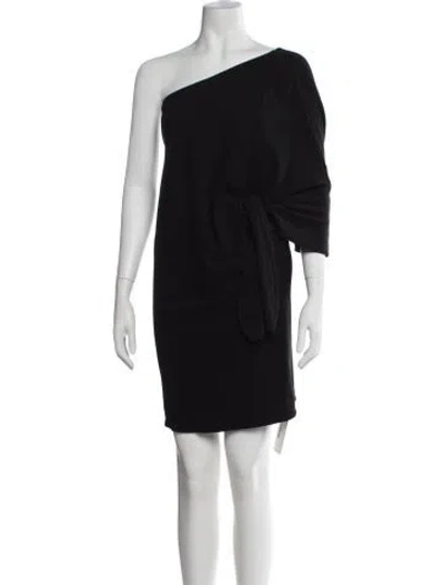 Pre-owned Halston Heritage One-shoulder Mini Dress In Black
