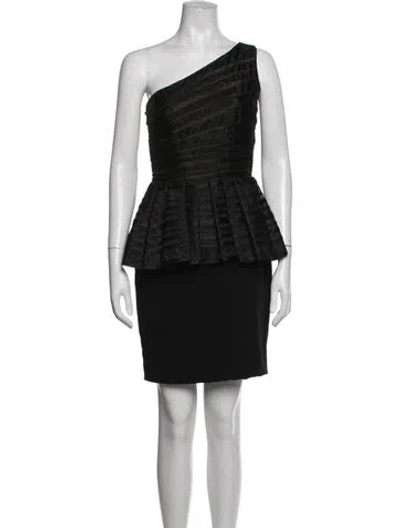 Pre-owned Halston Heritage One-shoulder Mini Dress In Black