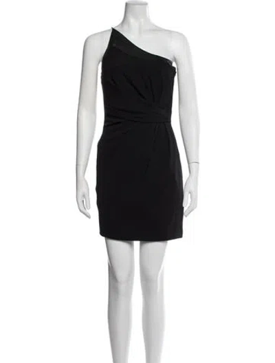 Pre-owned Halston Heritage One-shoulder Mini Dress In Black