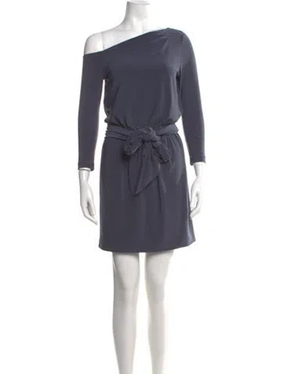 Pre-owned Halston Heritage One-shoulder Mini Dress In Blue