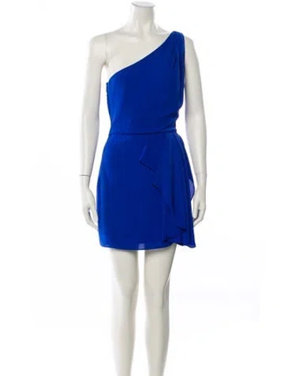 Pre-owned Halston Heritage One-shoulder Mini Dress In Blue
